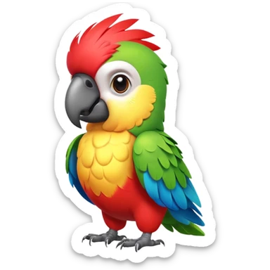 exotic parrot character, colorful feathers, cute face, 3D cartoon, mobile game icon style, clean background, no text, no watermark
 sticker