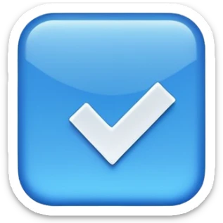 Make a symbol with a tilted blue colored square with a tick mark inside it in the middle. Make the edge of the square sharp. sticker