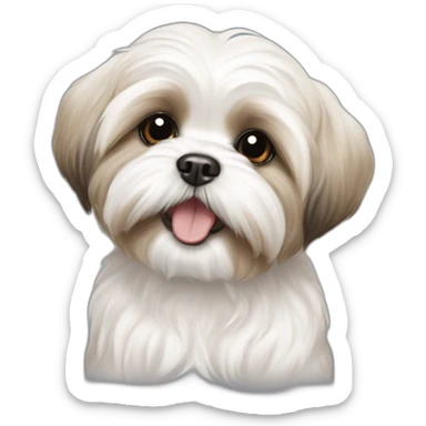 happy Maltese shih tzu puppy white beige sticker