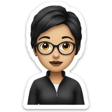 Girl with black hair and spectacles sticker
