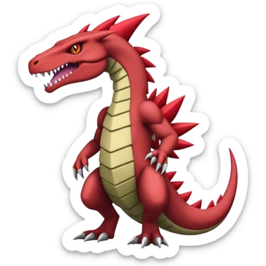 Badass cool edgy salazzle-Guilmon-tyranitar-hybrid, full body sticker