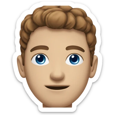 generate the portrait of a white young man, with a squared-shape face, saillant jaws, blue eyes, and brown hair sticker