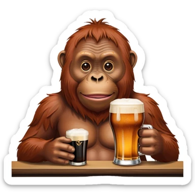 orangutan drinking a pint of guinness sticker