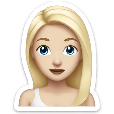 White girl with blonde hair and blue eyes having spa mask sticker