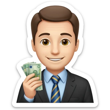 AN UNCLE with a tie in business clothes and with euro money
 sticker