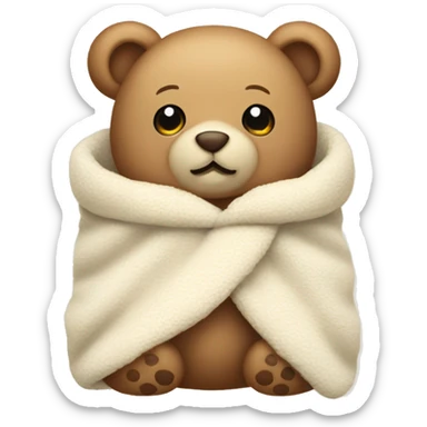  cute teddy bear cozy in vanilla blanket sticker