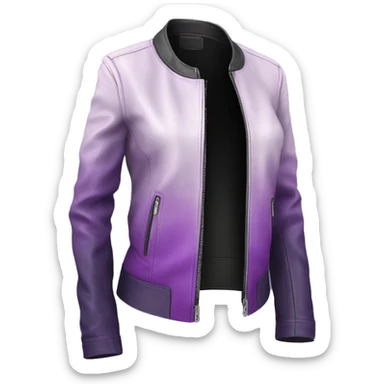 Realistic isolated side view of a light purple to dark purple ombre open leather fashion jacket. sticker