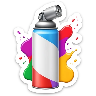 Minimalist multicolored spray paint can, clean simple design with a few distinct color blocks rather than swirls, modern and sleek sticker