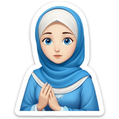 Turkish beautiful finish Konya girl blue eyes with moon hijab dress and watching the full moonlight on the sky and on the ground  sticker