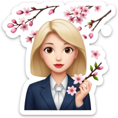 business woman with cherry blossom sticker