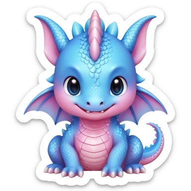 A cute kawaii blushing chibi baby pastel dragon sticker