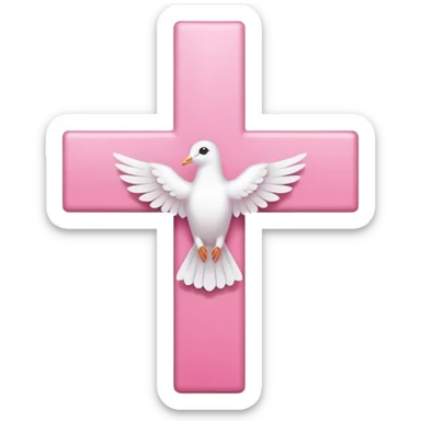 Pink and white simple cross with a dove  sticker