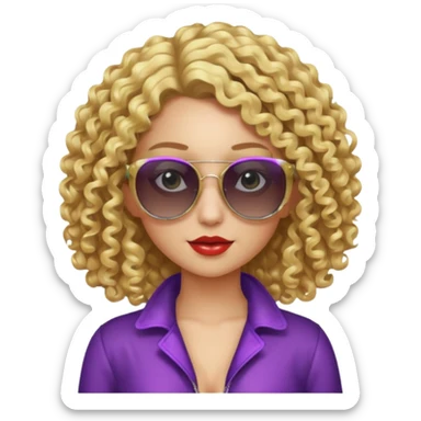 fancy blonde curly hair girl with sunglasses and night club outfits sticker