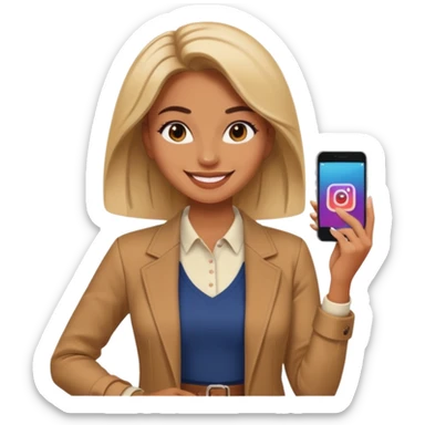 una señora entrando a mi  Instagram  para promocionar mi marca sticker