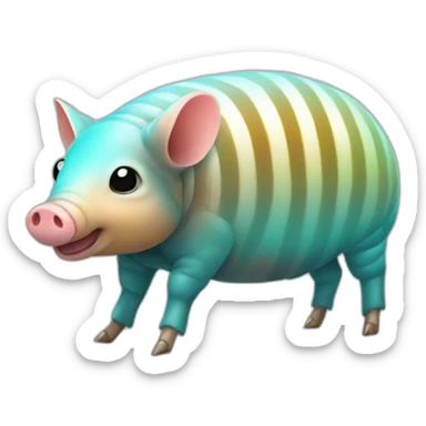 Iridescent spotted striped cyan gradient pig armadillo cow centipede insect sticker