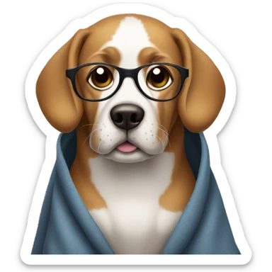 Dog with glasses with oversized cloths sticker