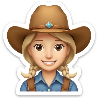 smiling girl in cowboy hat sticker