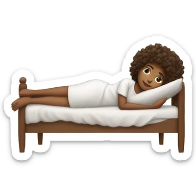 Brown girl with curly hair laying down resting head in bed sticker