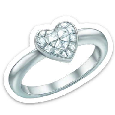 Silver ring with Tiffany diamond heart  sticker