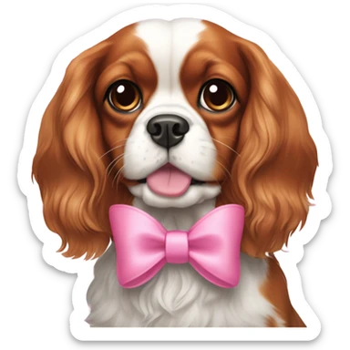 blenheim cavalier king charles spaniel with pink bow sticker