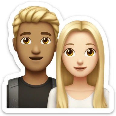 White girl with blonde hair and light brown guy with black straight hair sticker