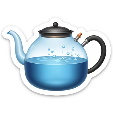 a small pot or kettle filled with water placed on fire, the water is boiling intensely with visible steam and bubbles rising, bright lighting, clean white background



 sticker