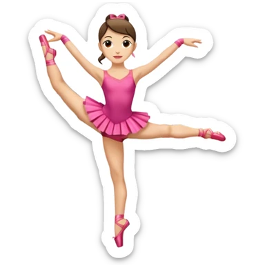 Una chica con vestuario de bailarina con las piernas flexionadas, el dedo índice en la boca, el tren superior inclinado hacia la izquierda y con la cadera proyectada hacia la izquierda sticker
