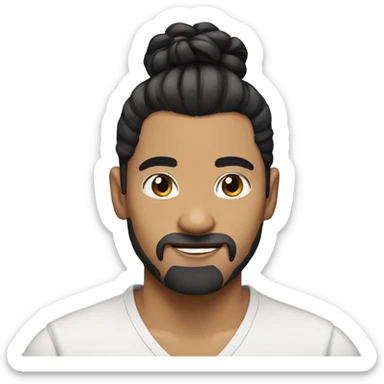 manbun asian black hair sticker