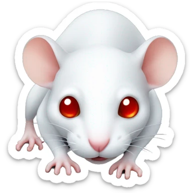 White rat with red eyes laying on hand sticker