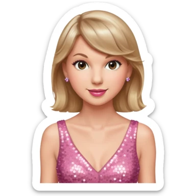 Taylor Swift smile in a sparkling pink dress sticker