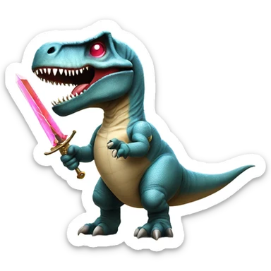 Gambling T-Rex with laser eyes and a knight’s sword. sticker