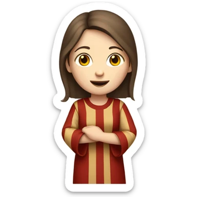 White woman with brown hair 11th century, with vertical red striped tunic sticker