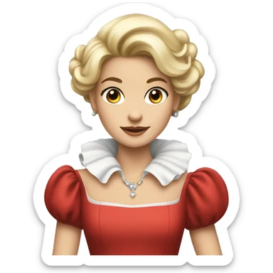 Princess in a red dress with a white collar and puffed sleeves  sticker