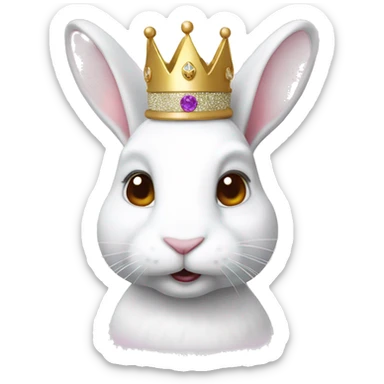 White rabbit with a glitter crown  sticker