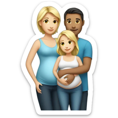 Family;blond-baby-boy, pregnant-woman, dark-haired-man sticker