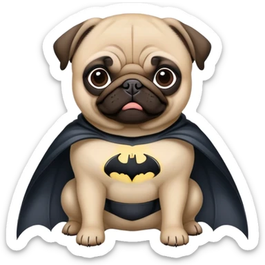 pug in batman suit sticker