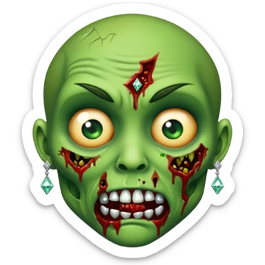 Create a zombie emoji with diamond earring sticker
