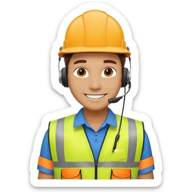 create a realistic emoji shwoing logistic worker whos in charge of the operation sticker