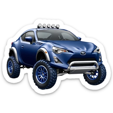 Long wheelbase widened pearly midnight snow dark blue 2nd generation 2025 Toyota 86 off-road racer chrome nerf bars and silver satin wheels  sticker