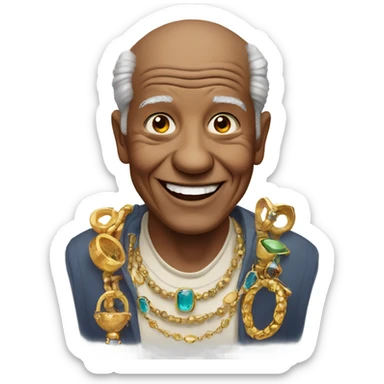 smiling old man with jewelry sticker