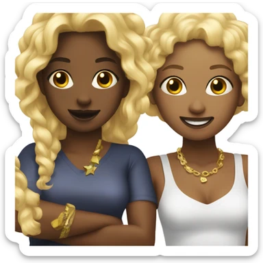 Black girl and blonde girl partying sticker