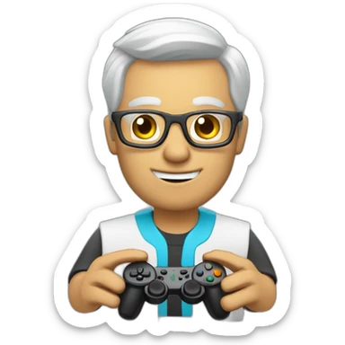 Librarian man with gamepad  sticker