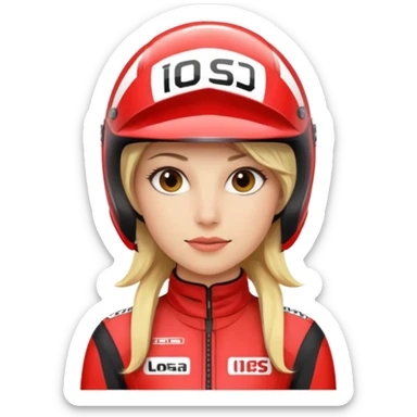 blonde woman with racing outfit sticker