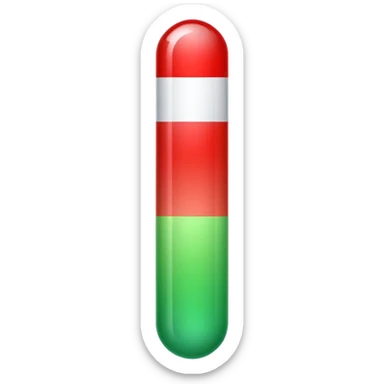 A vertical capsule-shaped progress bar with a color gradient from green at the bottom to red at the top. The bar is divided into segments by thin lines, with bold, outlined numbers scaling upward next to it.  sticker
