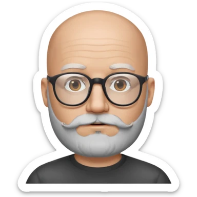 Bald man with salt and pepper beard and glasses sticker