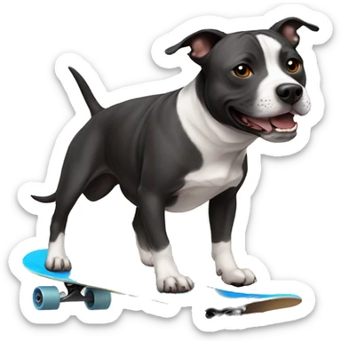 Staffy skateboarding sticker