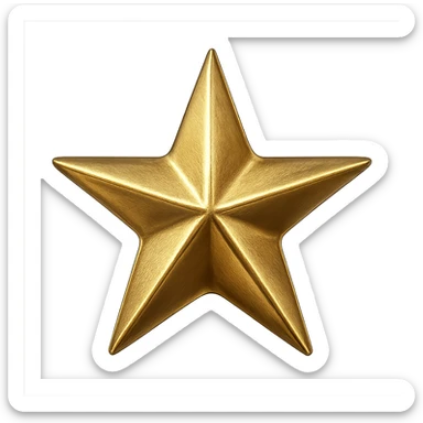 small star with a metallic gold finish, glamorous and stylish, no background sticker