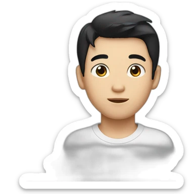 American born Taiwaness notsolonghair boy with a black hair and eyes like cat and a mole beside eyebrow sticker