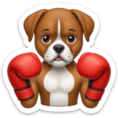 Boxer dog with boxing gloves sticker
