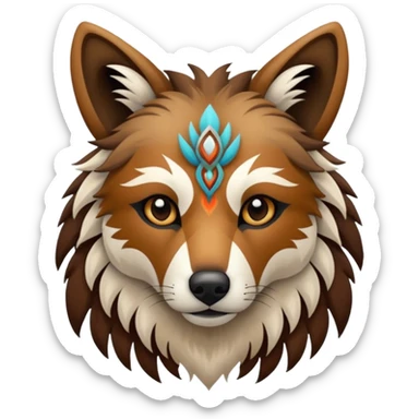 Shamanic Tribal Colorful Patterned Marked Wild Feral Natural Realistic Canine  sticker